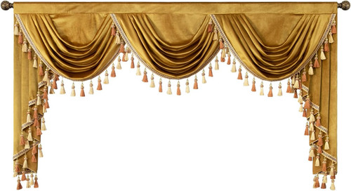 Gold velvet waterfall valance - gold,