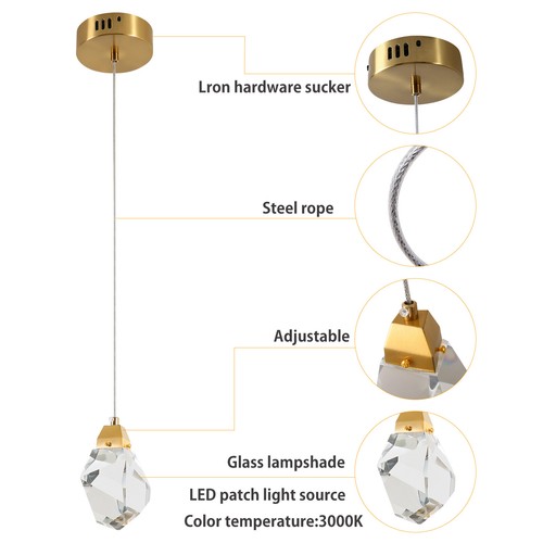 Modern crystal pendant lamp - crystal,