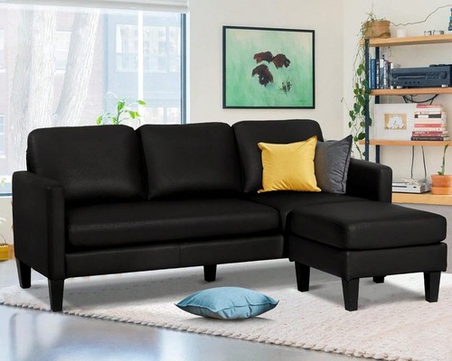 Faux leather sectional couch - couch, l