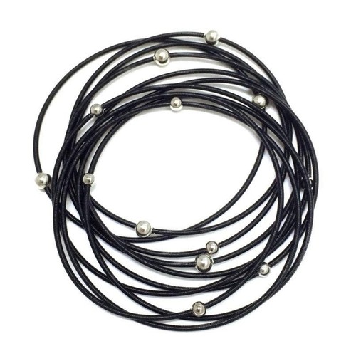 Piano wire bracelet black with - bracelet,