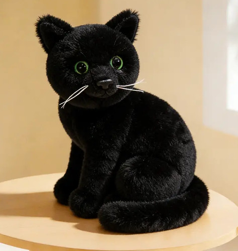 Black kitten cat plush toy - plush, 10"