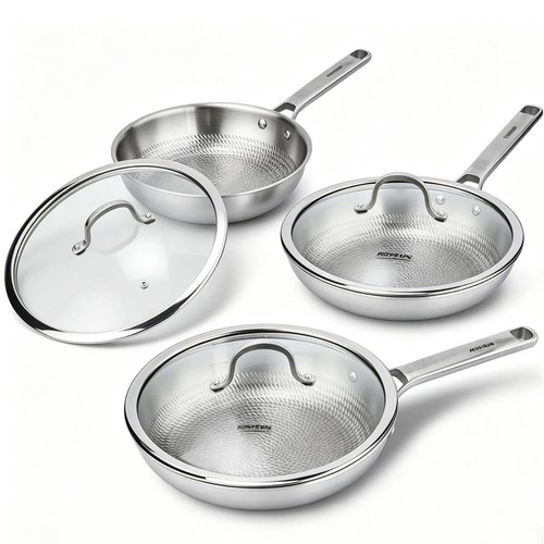Hammered titanium frying - hammered,