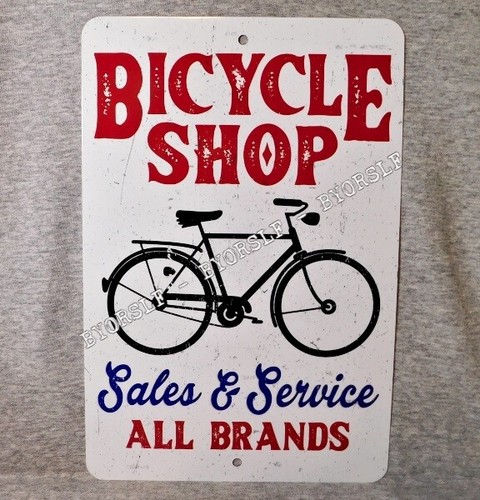 Bicycle shop metal sign - shop,