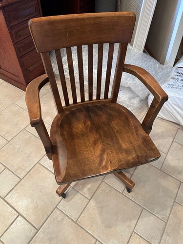 Antique banker chair with - antique,