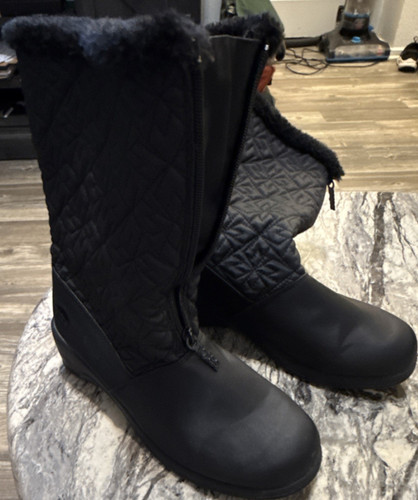 Black quilted mid calf snow - mid-calf,
