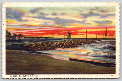 Sunset lighthouse charlevoix - lighthouse,
