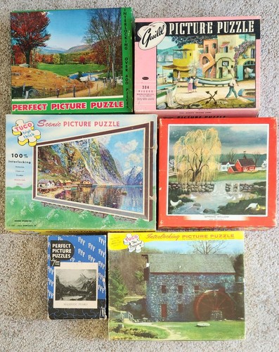 Lot vtg jigsaw puzzles - jigsaw,