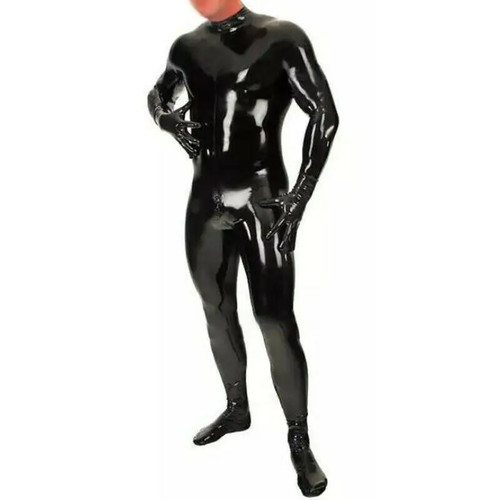 Latex catsuit rubber black - catsuit,