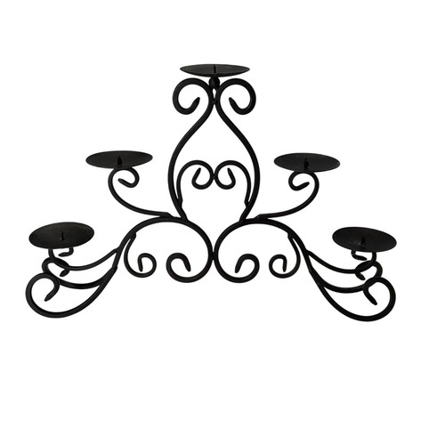 Black wrought iron - black, 5-candle