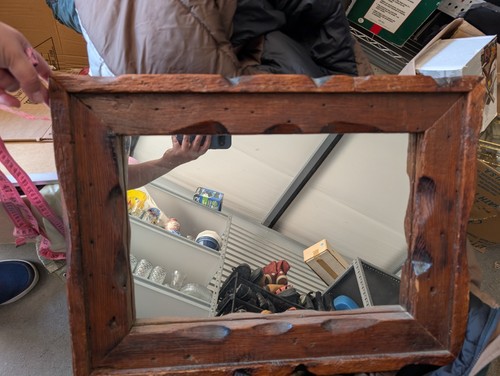 Rustic wooden wall mirror - wooden,