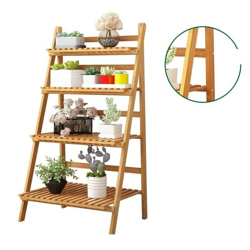 Bamboo ladder plant stand - bamboo,