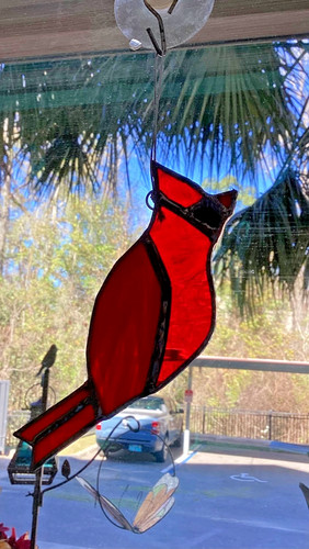 Stained glass handcrafted red - stained,