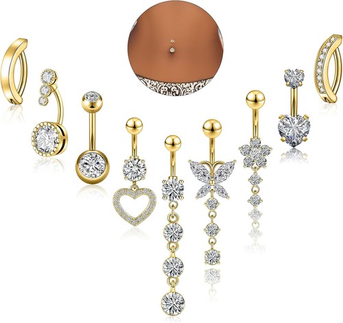 9pcs belly button ring dangle - 9pcs,