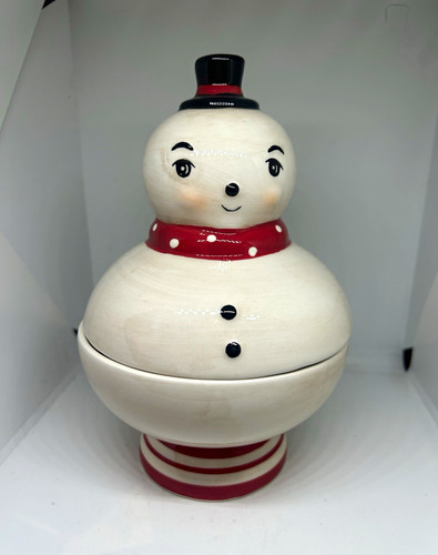 Ceramic snowman candy dish - snowman, jar