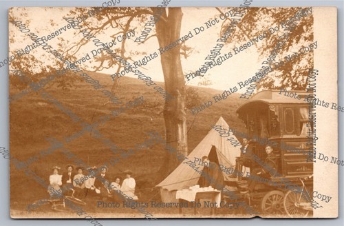 Antique rppc people camping - rppc,
