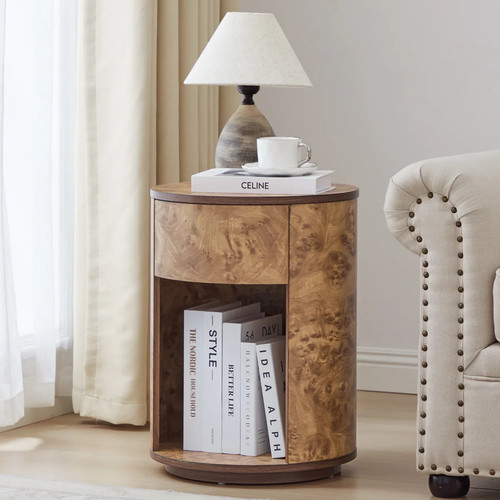 Round burl wood end - burl, table