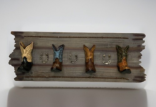 Rustic cowboy boot coat rack - rustic,