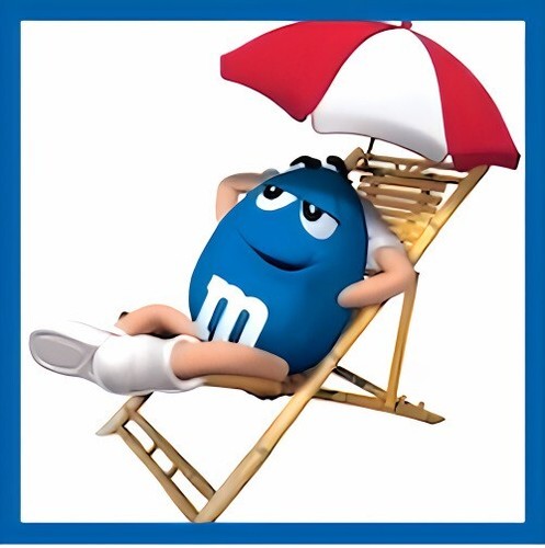 Blue m sitting umbrella - m,