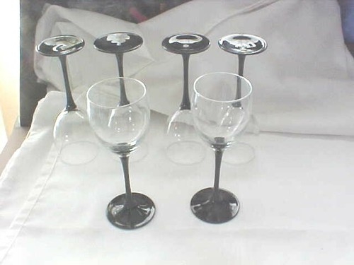 Black stem wine glasses lot - stem,