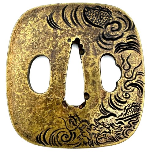 Tsuba 鐔 dragon design mumei - tsuba,