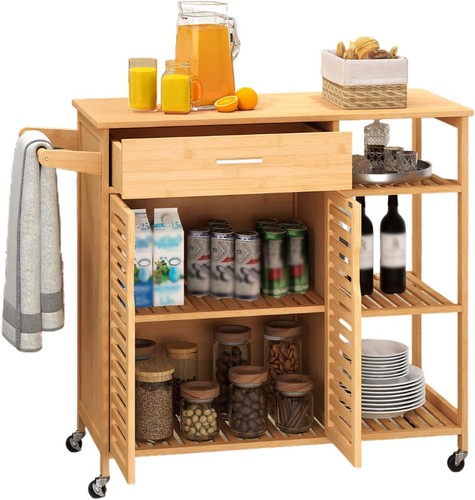 Bamboo kitchen island cart - bamboo,