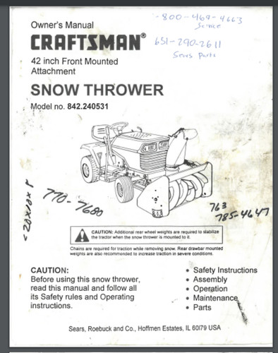 Sears craftsman 842 240531 - craftsman, 842.240531
