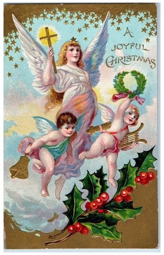 Christmas postcard angels - christmas,