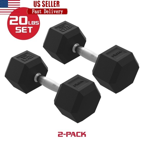Rubber hex dumbbell - dumbbell, solid