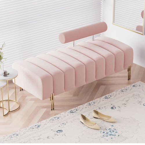 Velvet end bed bench - bed,