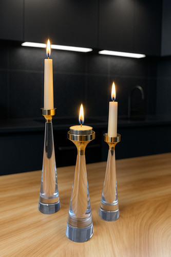 Set silver clear candle - clear,