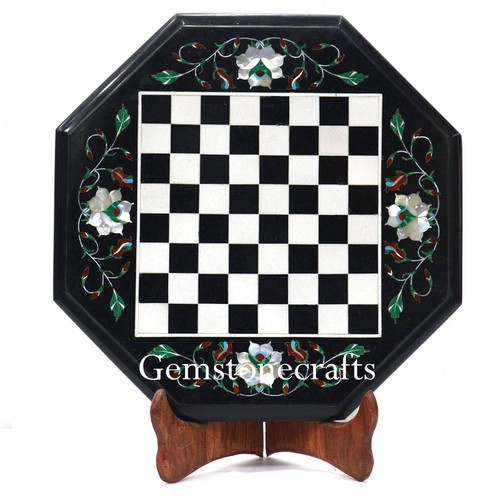Black marble chess set - black,