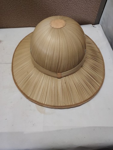 Vintage asian hat bamboo straw - bamboo,