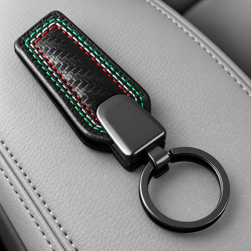 Carbon fiber leather keychain - carbon,