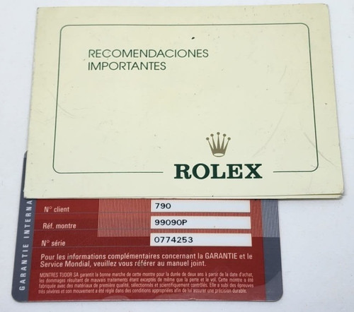 Tudor 99090p papers card - 99090p,