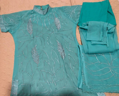 Light green georgette pcs - georgette, 4-pcs