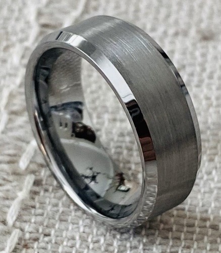 Men 8mm silver beveled - men's,
