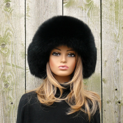 Real fur trapper hat black - fur, hat,