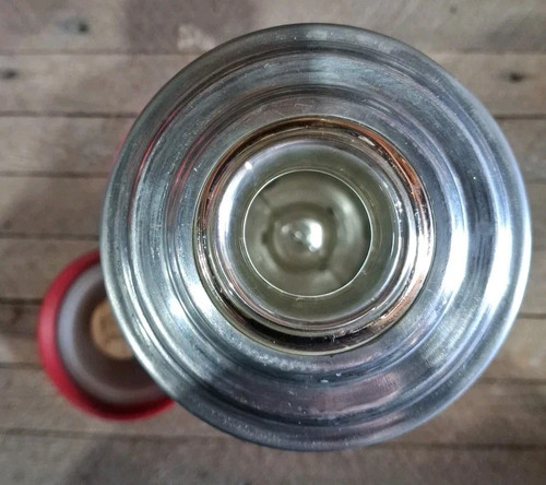 Vintage aluminum thermos with - vintage,