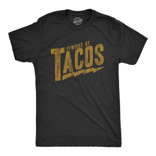 Mens powered tacos shirt - by,