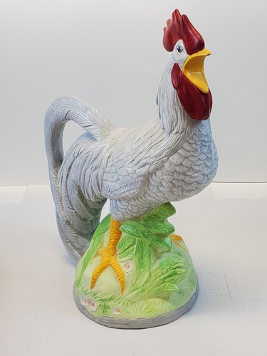 Ceramic rooster grey farm - ceramic,