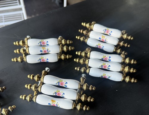 Porcelain brass handles - brass,