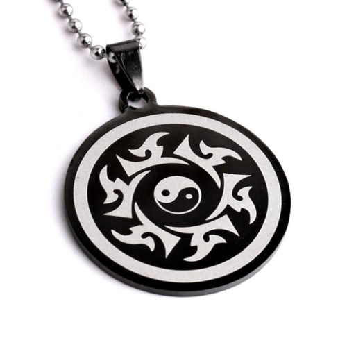 Yin yang necklace black - yin,