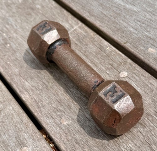 Antique hex pound dumbbell - antique,