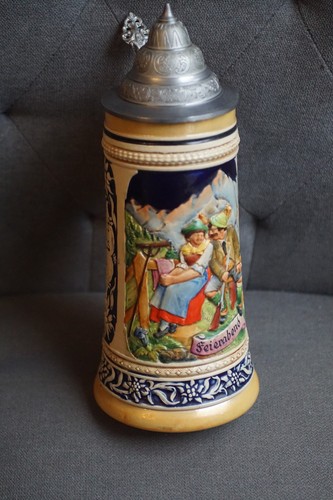 Vtg german beer stein - german, 11"