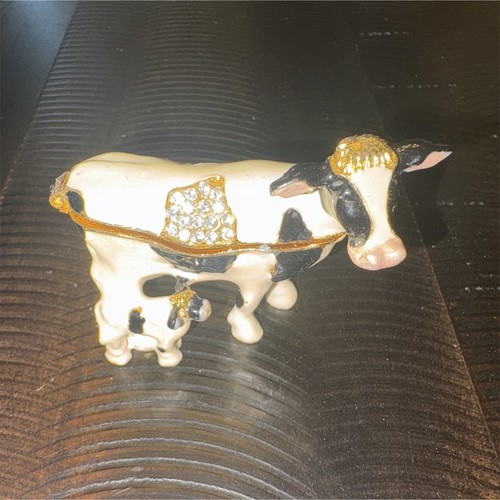 Metal cow figurine black - metal,