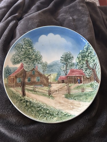 Vintage majolica wall plate - majolica,