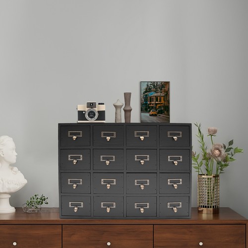 Drawer rustic wood - 16-drawer, metal