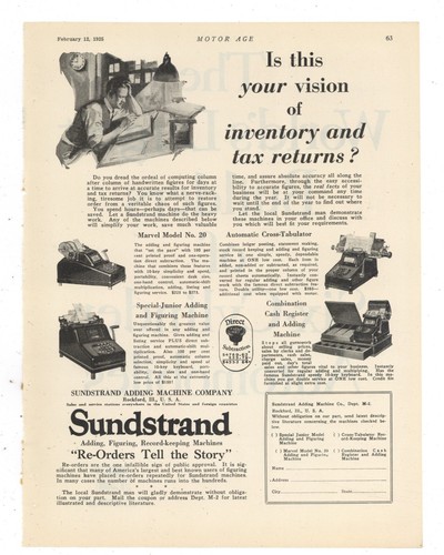 1925 sundstrand adding - adding, machine