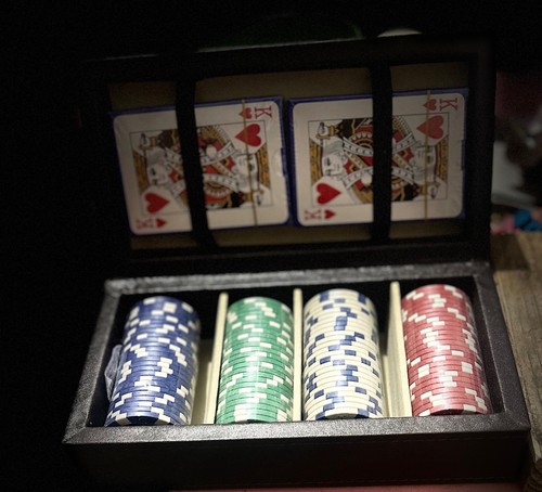 New leather poker set - poker, ,100