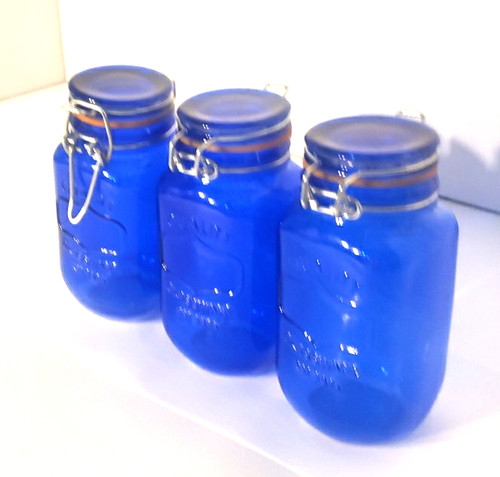Small cobalt blue glass mason - cobalt,
